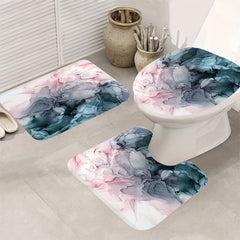 Marble Waterproof Shower Curtain Set with 12 Hooks, Non-Slip Bathroom Rug