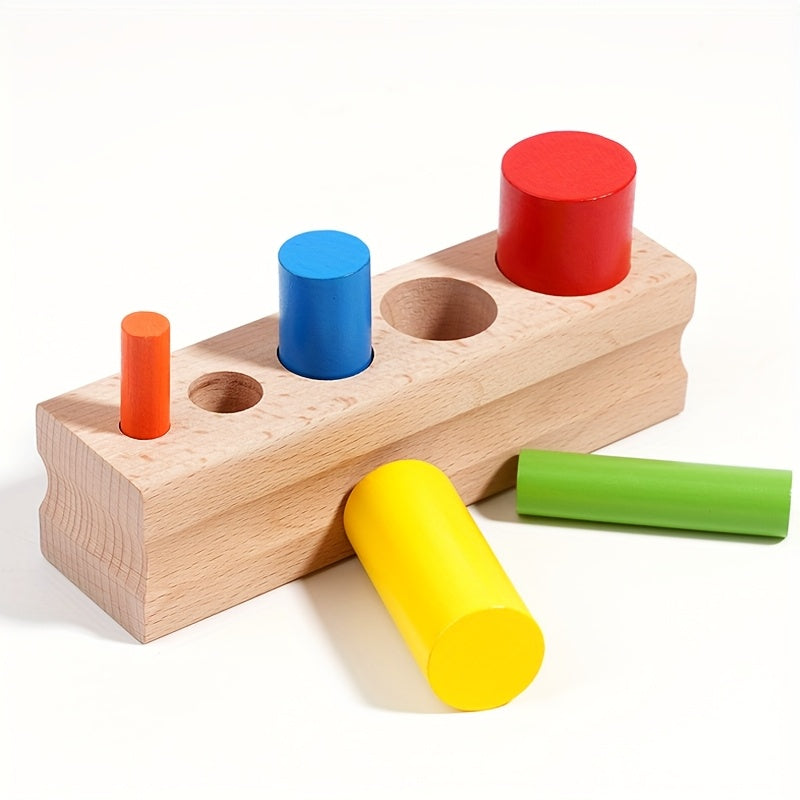 Wooden Colorful Cylinder Stacking Toy for Kids Educational Puzzle