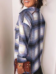  Plaid Print Long Sleeve Button Up Shirt Top