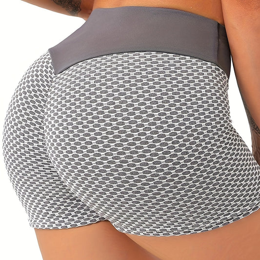Honeycomb Print Sports Shorts Fitness Running Yoga Summer Shorts