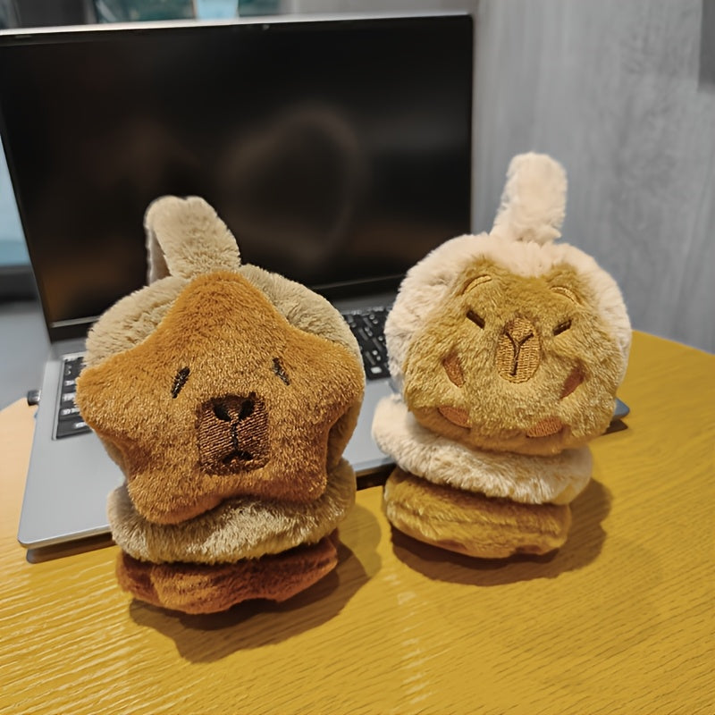 Cute Cartoon Capybara Plush Earmuffs for Adults