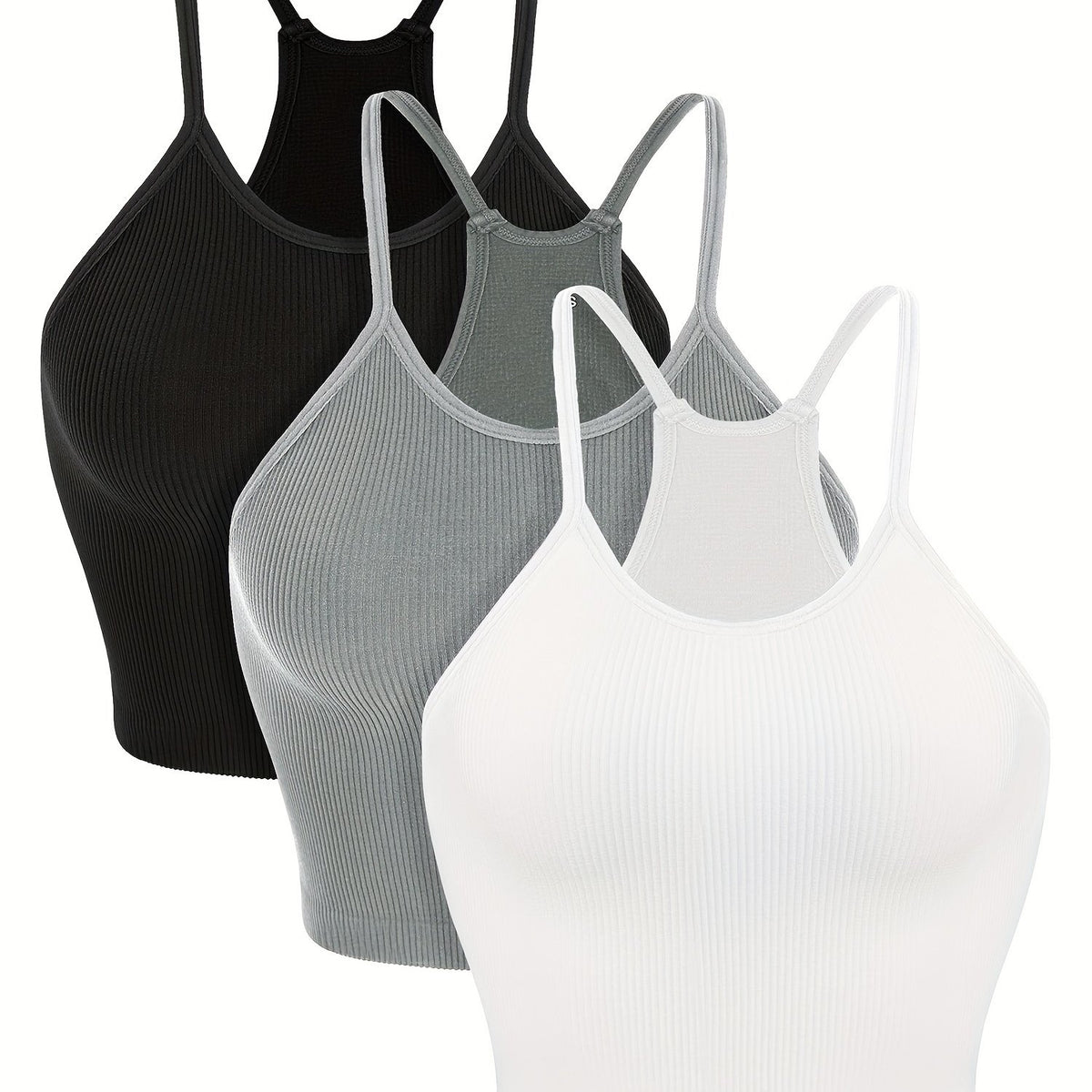 Women's Seamless Ribbed Camisole Racerback Crop Top