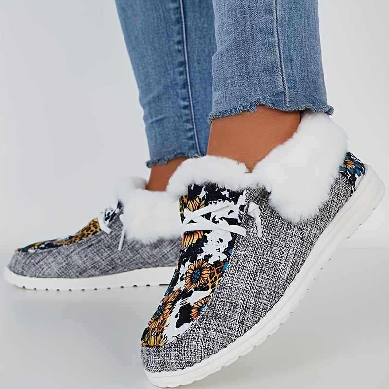 Women's Sunflower & Cow Pattern Slip-resistant Sneakers