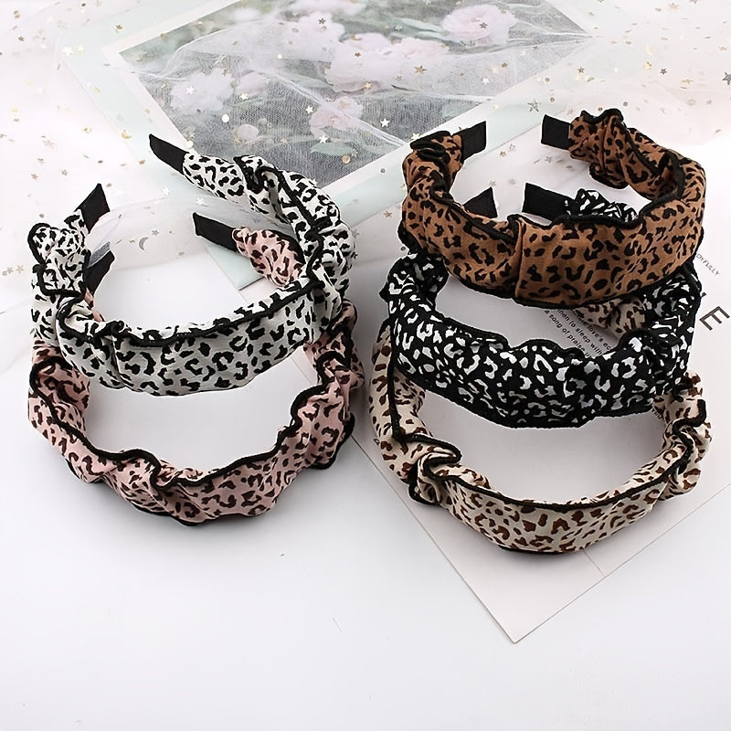 Cow Pattern Headband Wide Brim Retro Style Head Hoop Leopard Pattern Hair Band