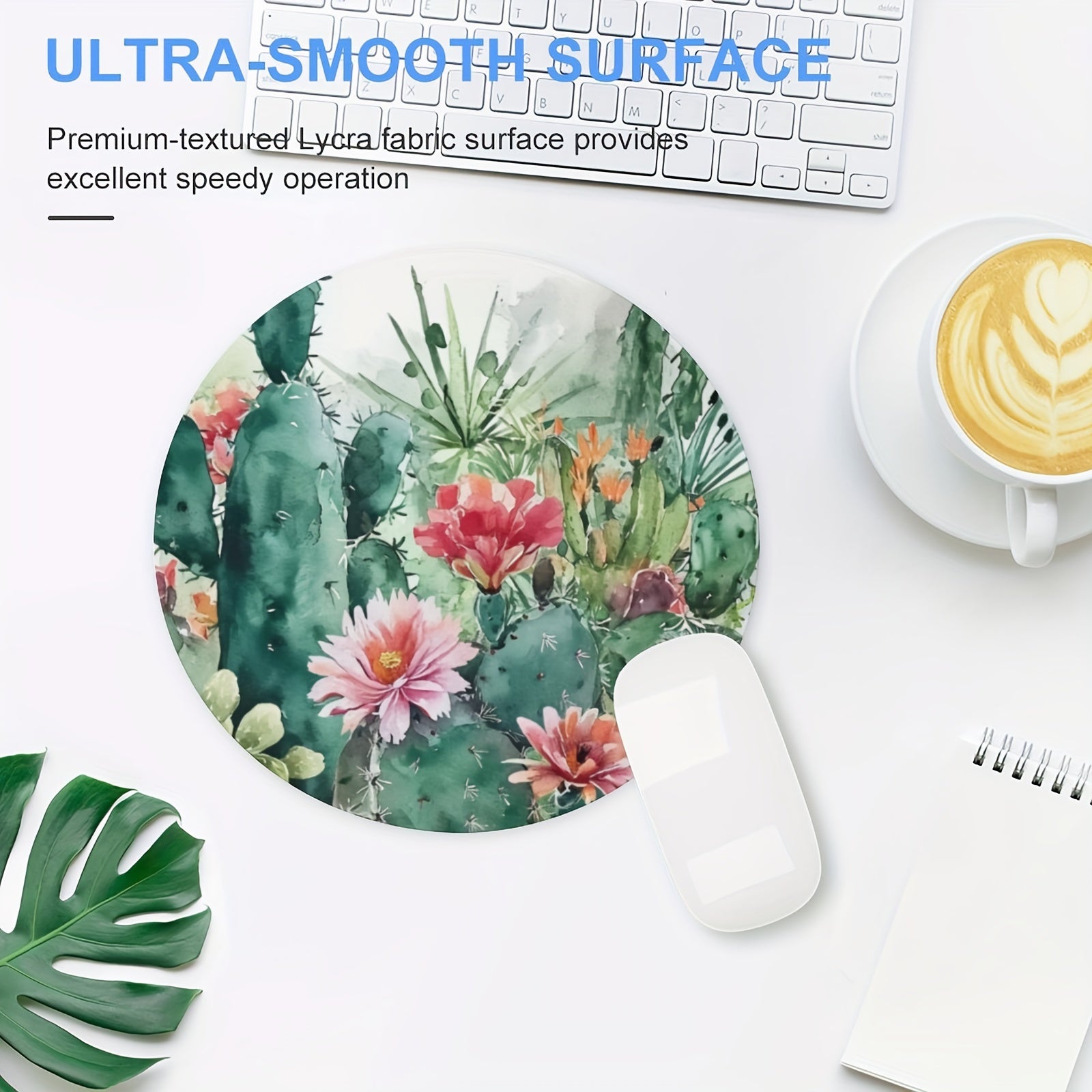 Retro Watercolor Cactus Mouse Pad Non-slip Rubber Base