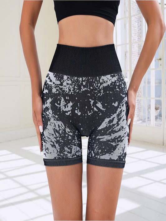 Tie Dye Yoga Sports Shorts High Waist Biker Shorts Activewear