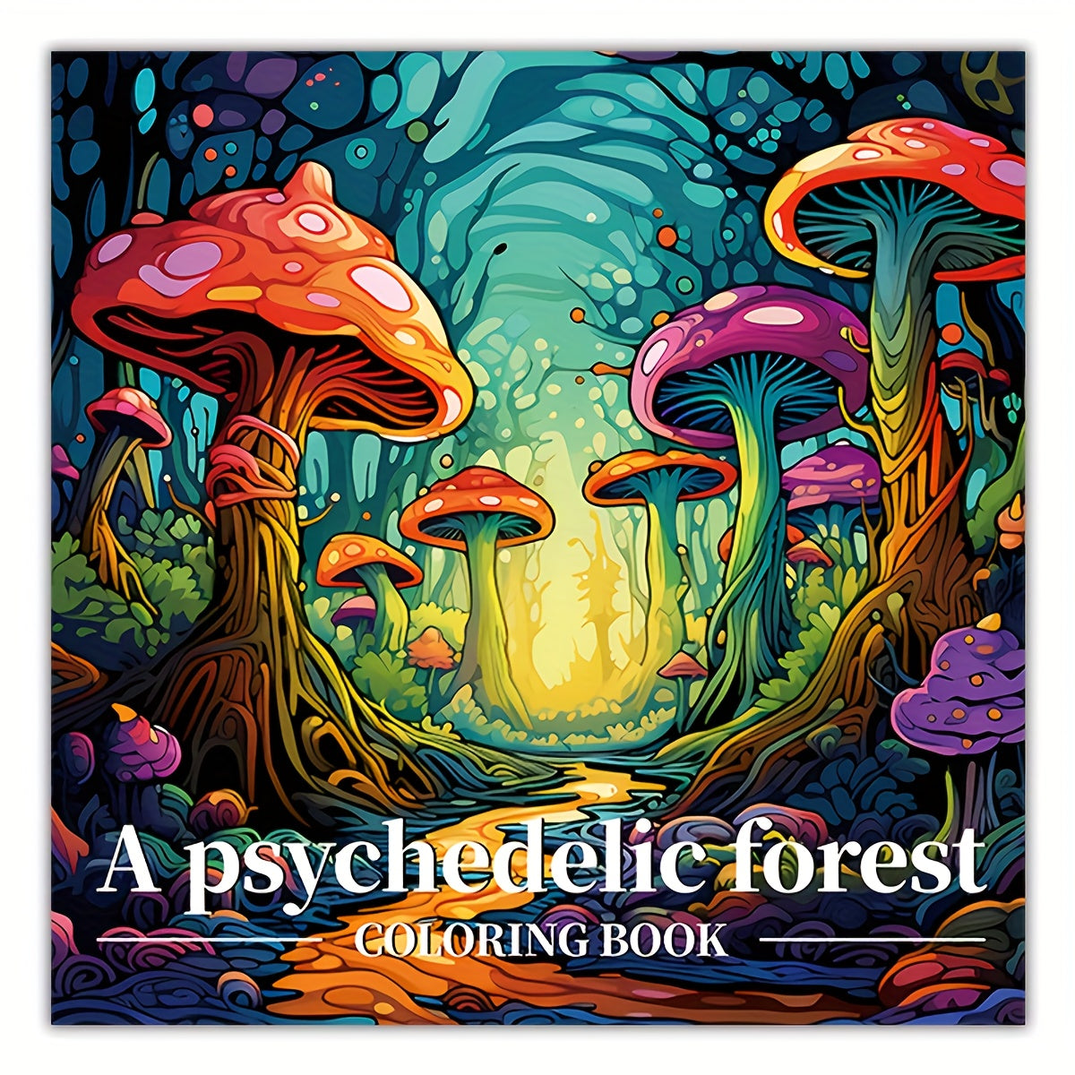 Psychedelic Forest Coloring Book for Adults Mystical Mushroom Art
