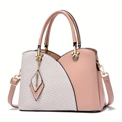 Plaid Tote Bag PU Leather Shoulder Handbag