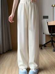  Ribbed Drawstring Straight Leg Trousers