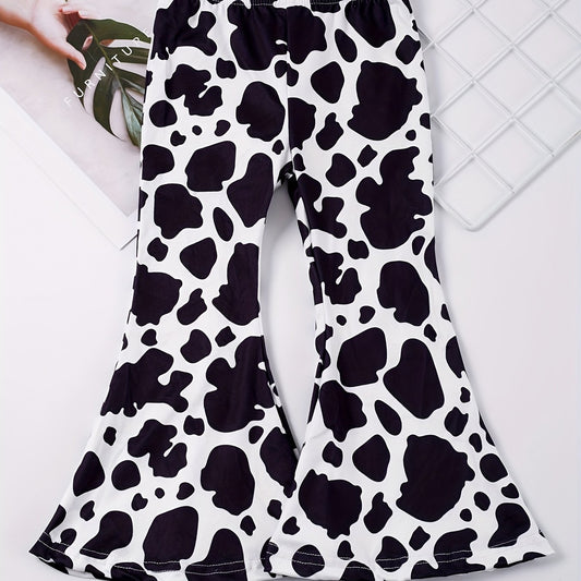 Cow Slim Flare Leg Pants for Toddler Girls