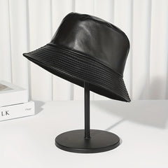 Soft Waterproof PU Bucket Hat Solid Basin Hat Lightweight Unisex Fisherman Cap