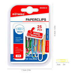 50mm Coated Paper Clips Assorted Colors - Pack of 25