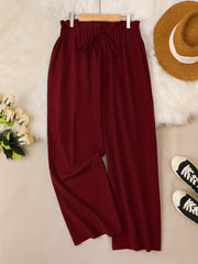  Ruffle Trim Wide Leg Trousers