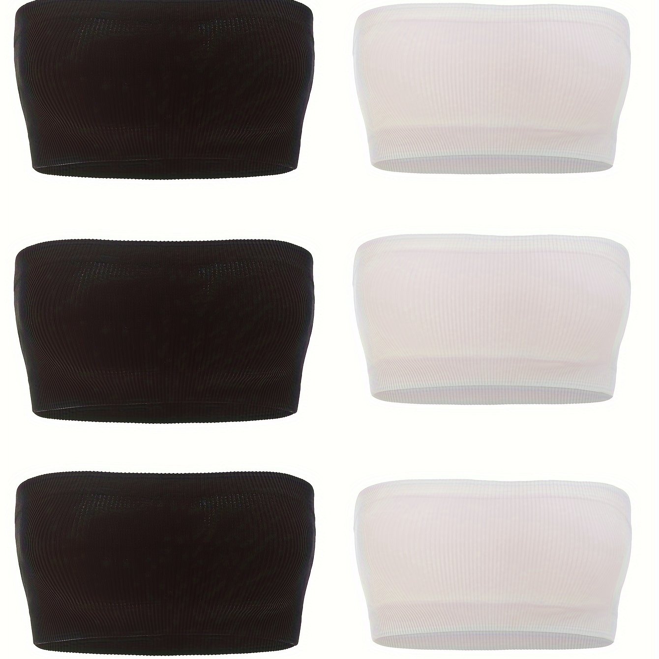 6pcs Seamless Strapless Bandeau Bras Soft Stretch Everyday Bra Women's Lingerie