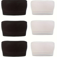 6pcs Seamless Strapless Bandeau Bras Soft Stretch Everyday Bra Women's Lingerie