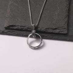 Men's Titanium Steel Ring Pendant Necklace Retro Accessory for Couples
