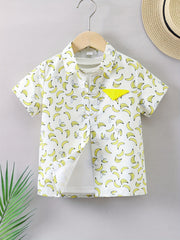 Boys Banana Print Shirt Vacation Beach Summer Kids Clothes