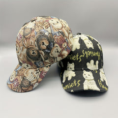Bear Cat Embroidery Baseball Cap Cartoon Pattern Dad Hat