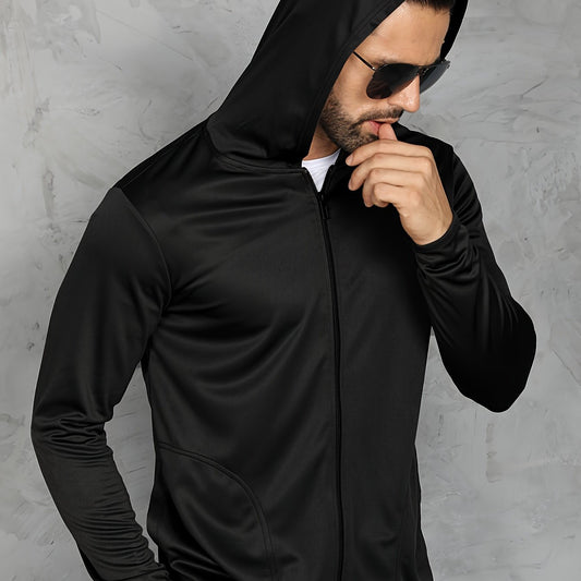 Men's Zipper Hooded Jacket for Outdoor Sports