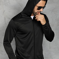 Men's Zipper Hooded Jacket for Outdoor Sports