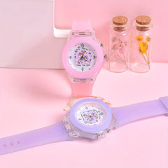 Girls' Reindeer Light Up Watch Set with Silicone Strap