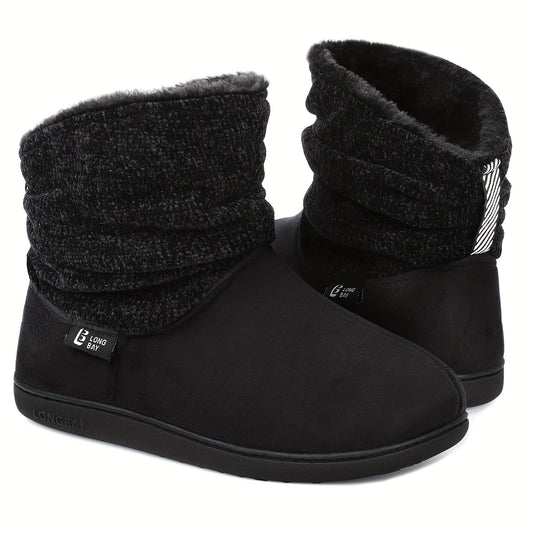 Women's Suede Winter Boots - Fluffy Faux Fur Lining