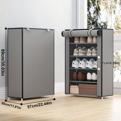 Portable Vertical Shoe Rack with Dustproof Cover - Shoe Storage Cabinet