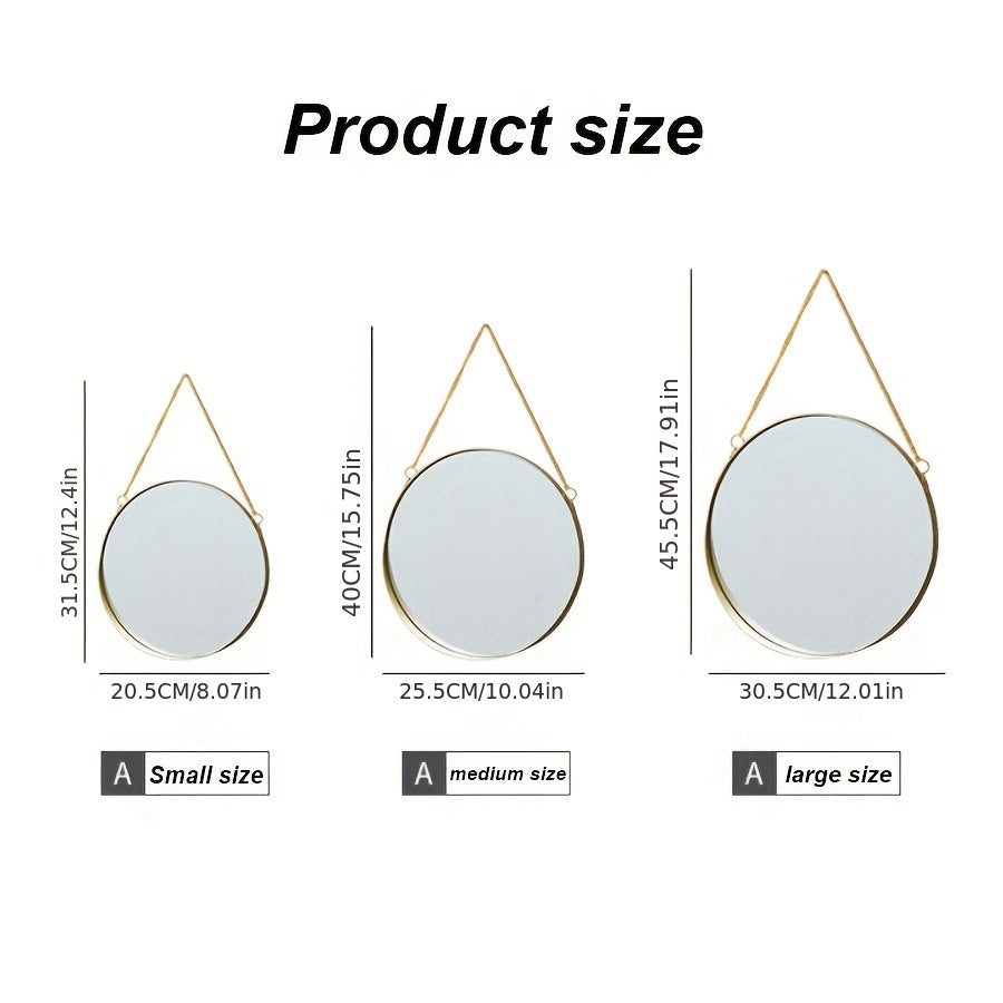 Round Wall Mirror with Chain for Home Decor