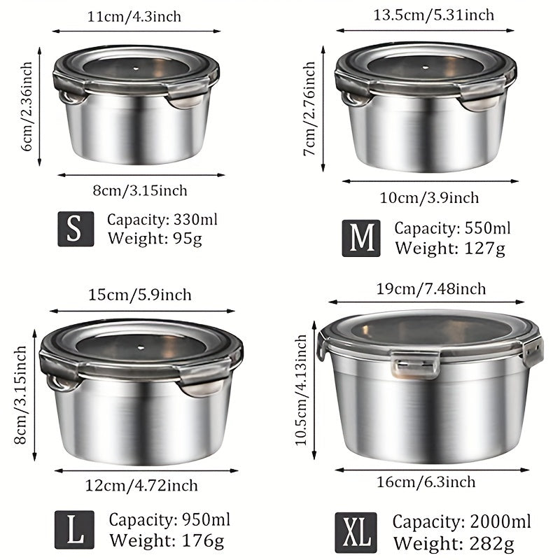 304 Round Stainless Steel Food Container Set with Lid