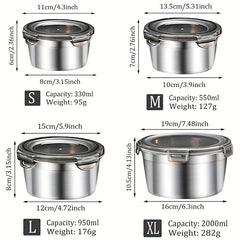 304 Round Stainless Steel Food Container Set with Lid