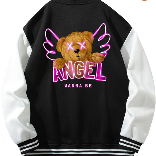 Men's Long Sleeves Angel Wana Be Bear Print Jacket