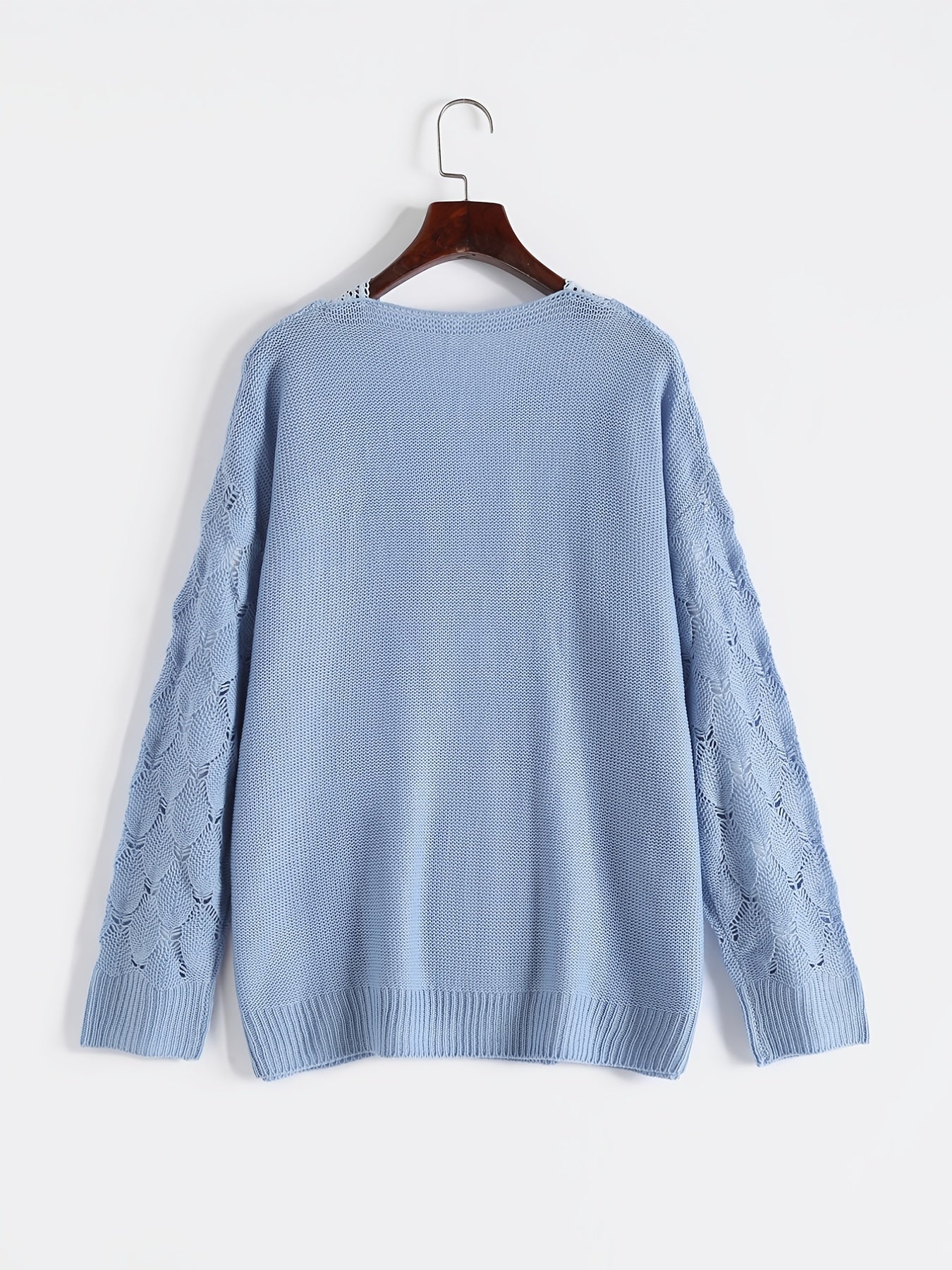  Eyelet Embroidered Lace Trim Sweater