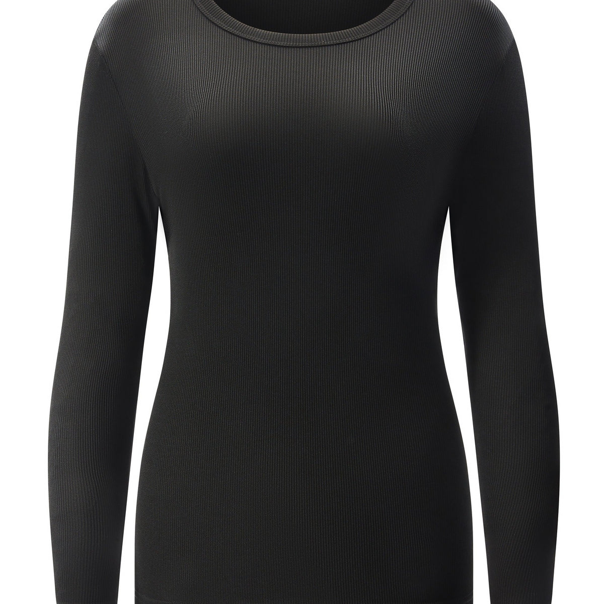 Ribbed Round Neck Long Sleeve T shirt for Women