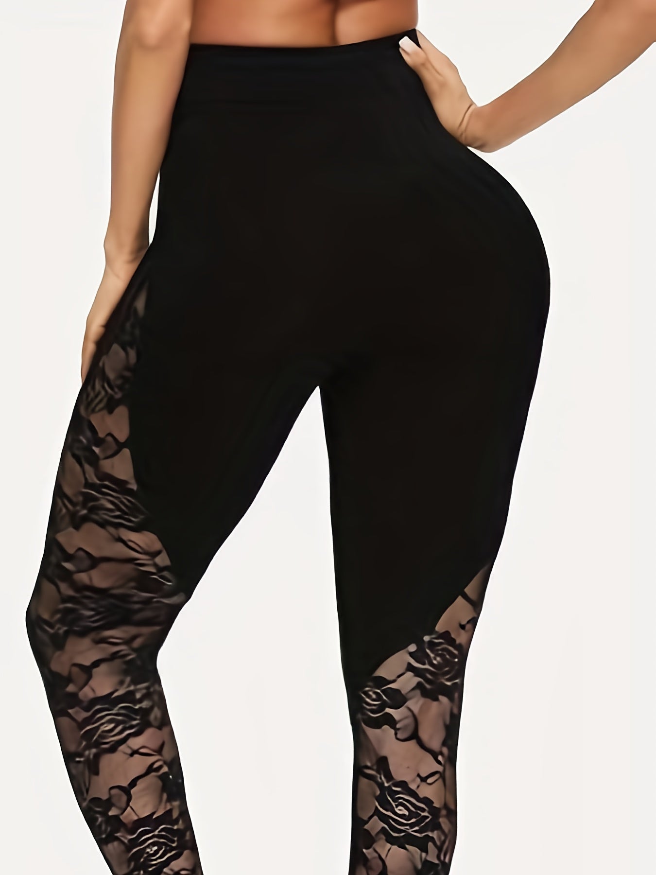 Solid Lace Skinny Leggings Casual Every Stretchy Leggings