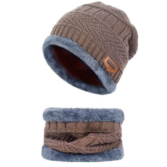 Winter Warm Beanie Hat Scarf Set Fleece Lined Cap Neck Cover