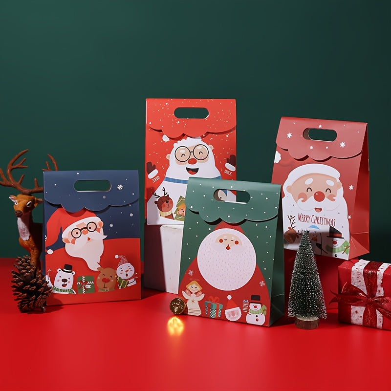 4pcs Christmas Gift Bag Candy Cookie Snack Packaging Paper Bag