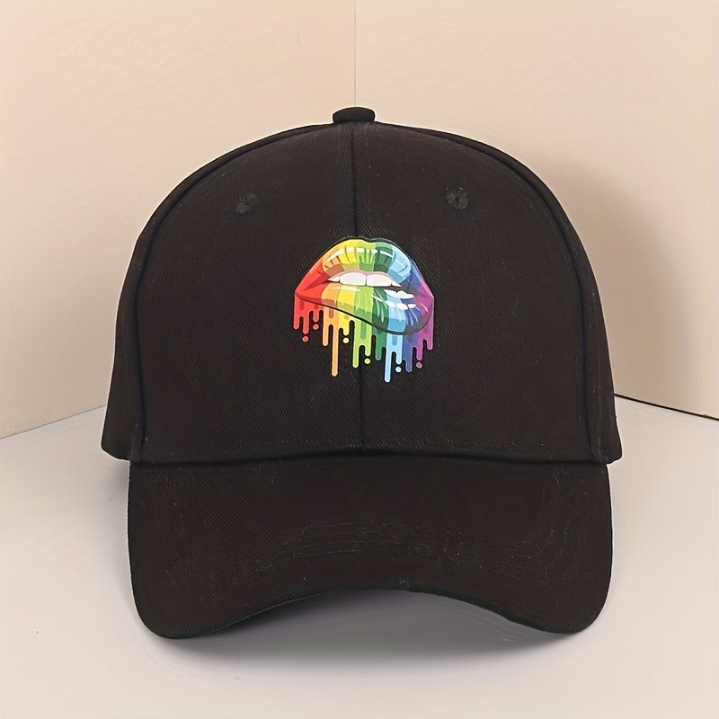 Rainbow Lip Print Baseball Cap LGBT Solid Casual Dad Hats Gay Pride
