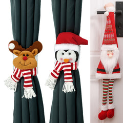 3pcs Christmas Decorations Set Elk Santa Claus Curtains Tree Decorations