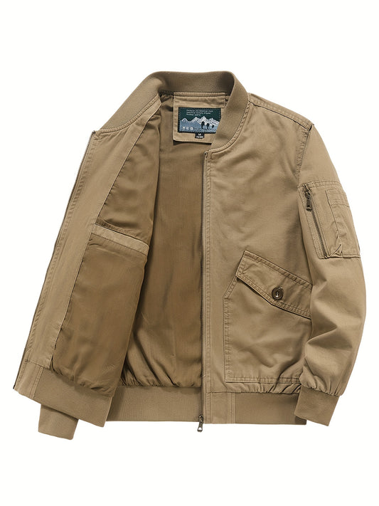 Men's Softshell Jacket Zipper Front Pockets Outdoor