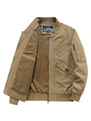 Men's Softshell Jacket Zipper Front Pockets Outdoor