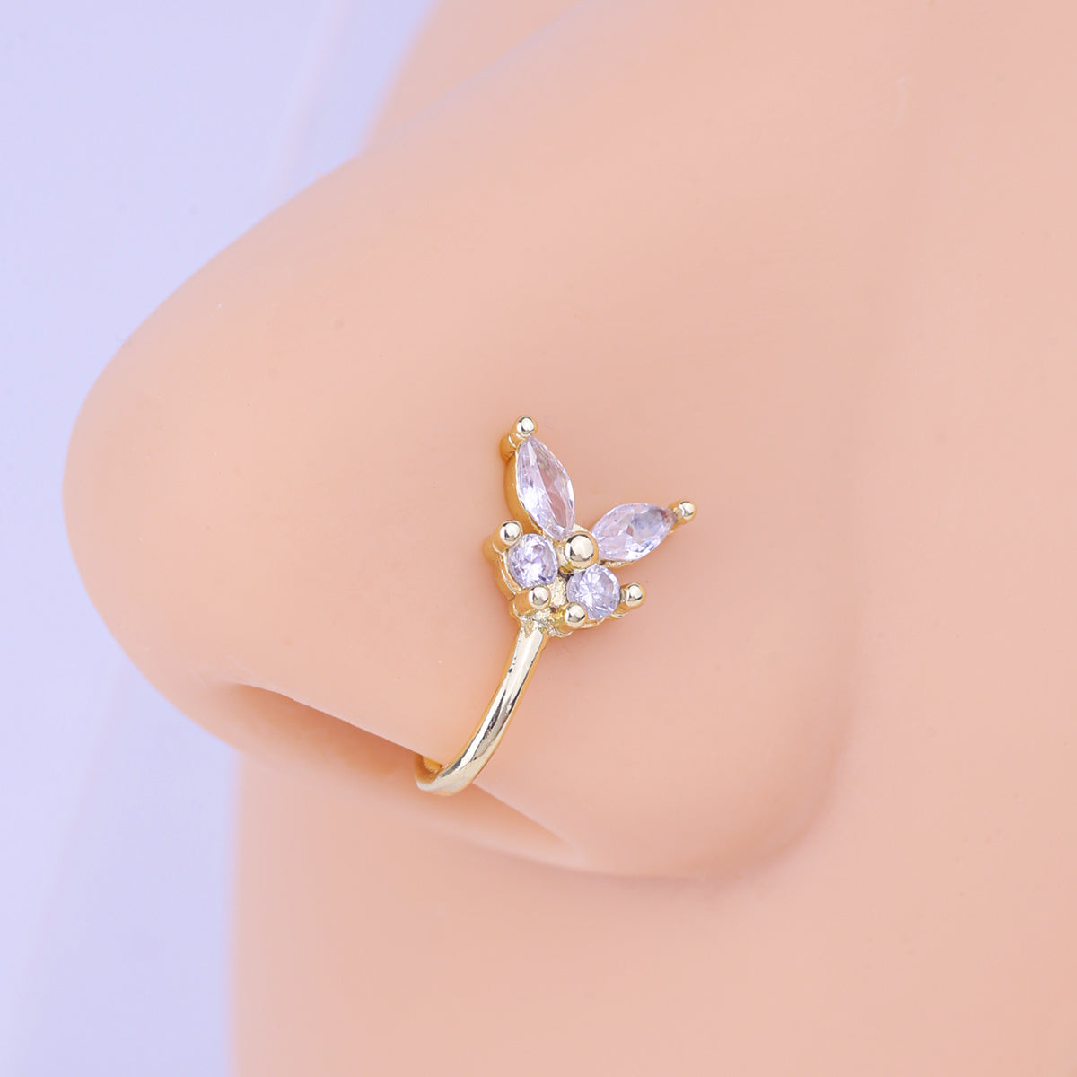 Glamor Zircon Butterfly Nose Ring Women's Delicate Jewelry Nose Clip