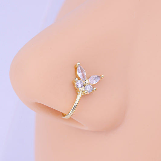 Glamor Zircon Butterfly Nose Ring Women's Delicate Jewelry Nose Clip
