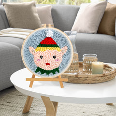 Christmas Punch Needle Embroidery Starter Kit Animal Rug 20x20cm