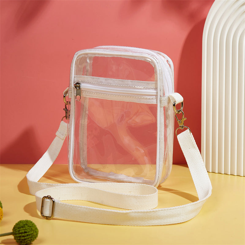 Clear Crossbody Bag PVC Square Phone Purse Zipper Beach Shoulder Bag 9 Inch