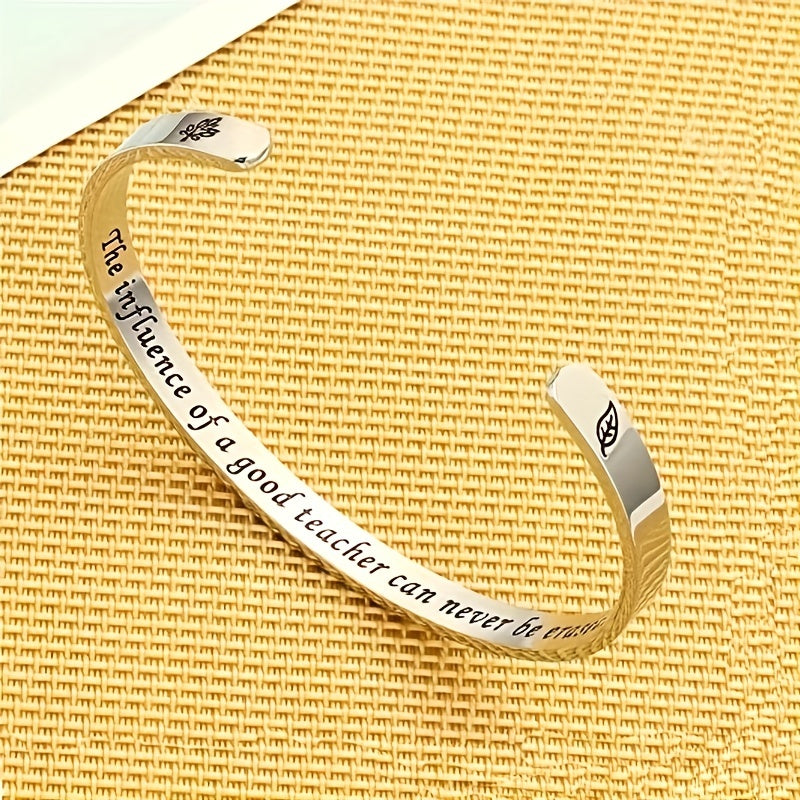 Stainless Steel Letters Cuff Bracelet for Teacher
