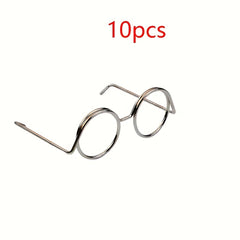 10pcs Iron Doll Eyeglasses Round Frame Accessory Set