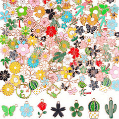 Spring Enamel Flower Charms 50g for Jewelry Making - Easter Gift