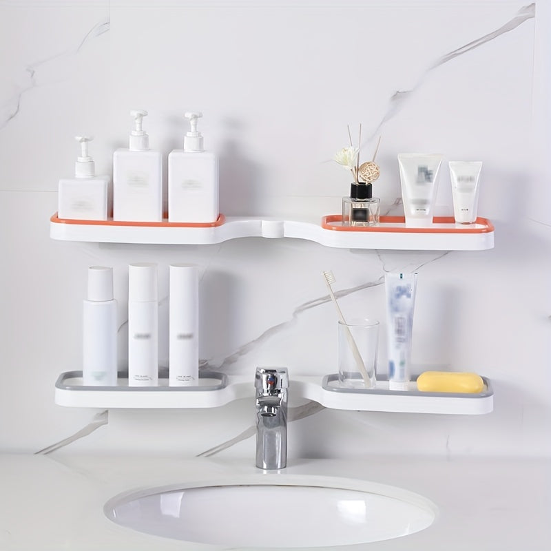 Foldable Dual Purpose Corner Shelf - Bathroom Storage and Shampoo Holder