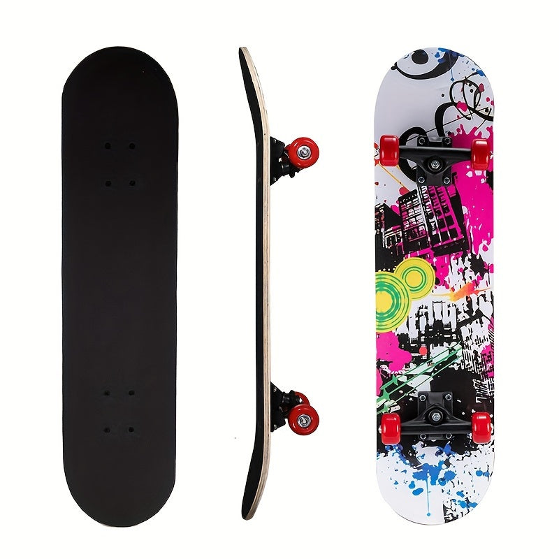 Kids Beginner 4-Wheel Skateboard 78x74cm Non-Slip Maple Outdoor