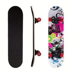Kids Beginner 4-Wheel Skateboard 78x74cm Non-Slip Maple Outdoor